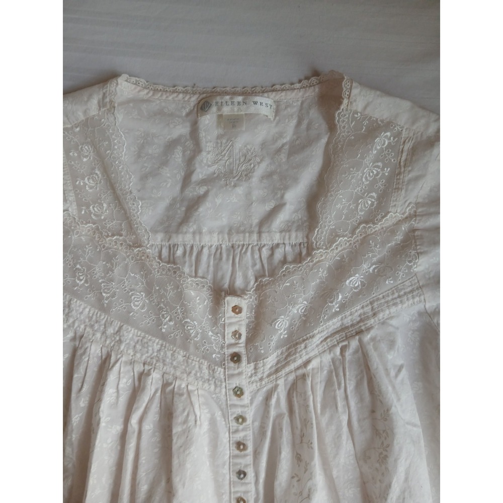 Eileen West Nightgown Medium Floral Lace Cottage Core Pockets Cotton House - Picture 4 of 16
